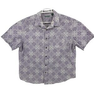 Cubavera Mens Floral Party Shirt Short Sleeve Purple Size 2XL Button Up Beach
